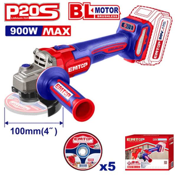 Máy mài góc dùng pin 20V EMTOP ELAG261021-T