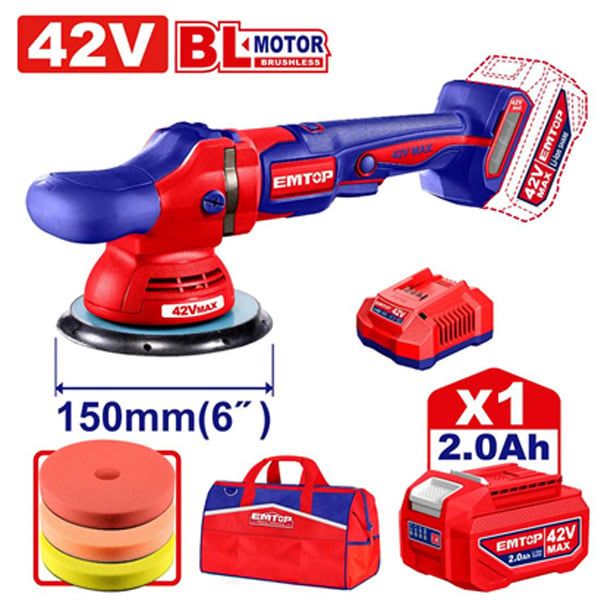 Máy đánh bóng dùng pin 42V-150mm EMTOP ELAP42151