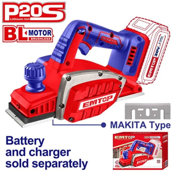 Máy bào gỗ dùng pin 20V-82mm EMTOP ELCR20401
