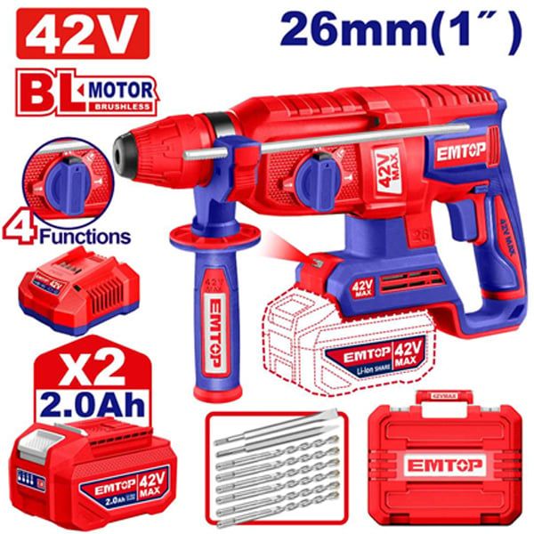 Máy khoan bê tông dùng pin 42V-26mm EMTOP ELRH422682