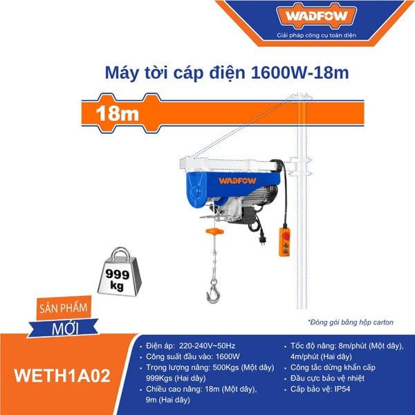 Máy tời cáp điện 1600W-18m WADFOW WETH1A02