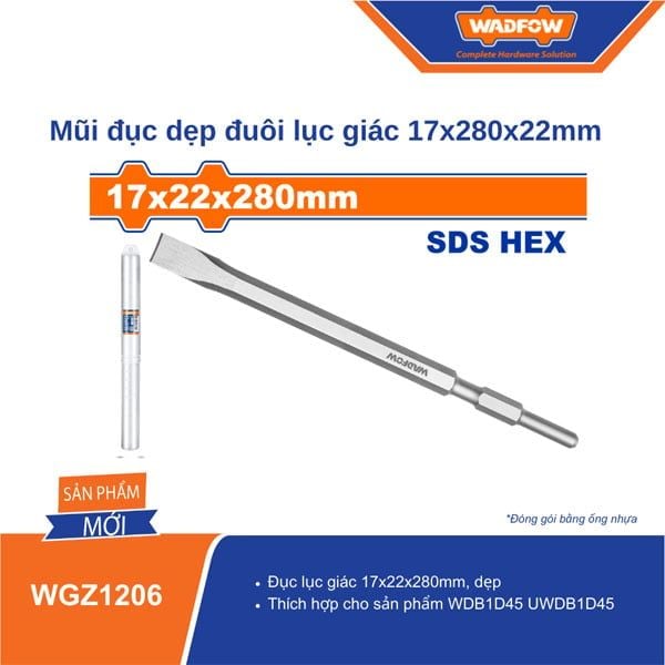 Mũi đục dẹp đuôi lục giác 17x280mm WADFOW WGZ1206