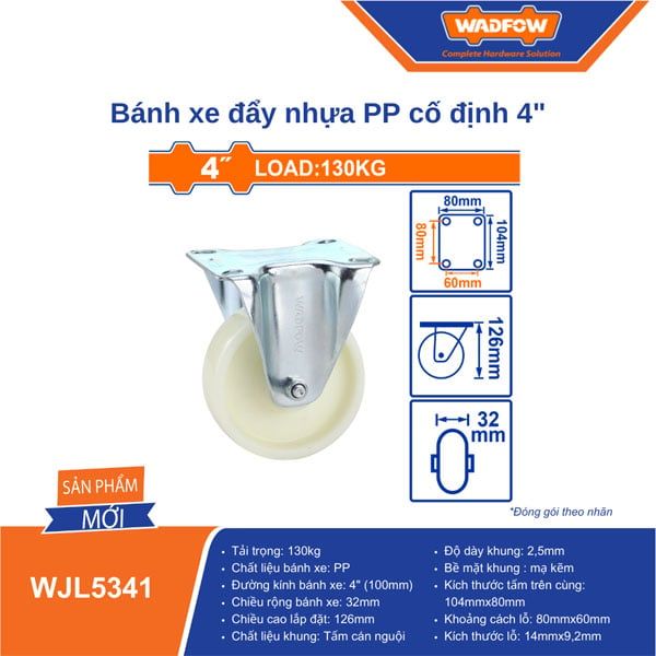 Bánh xe cố định bằng nhựa PP 4 inch WADFOW WJL5341