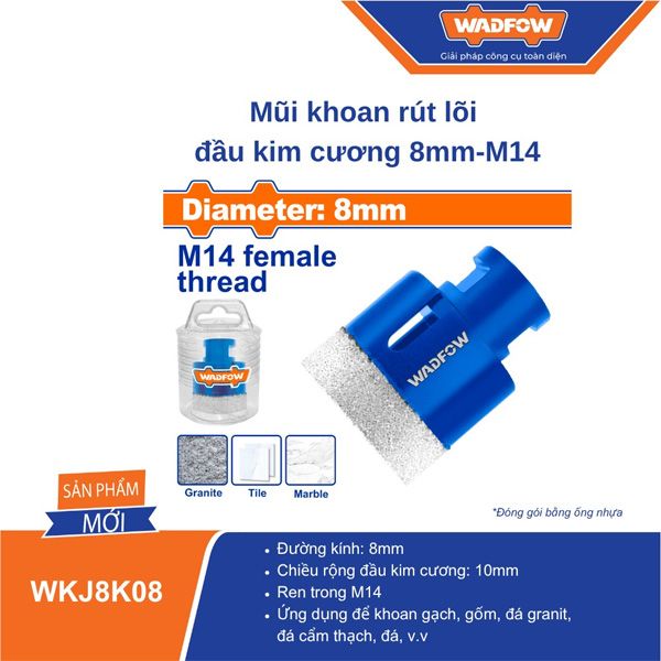 Mũi khoan rút lõi đầu kim cương 8mm-M14 WADFOW WKJ8K08
