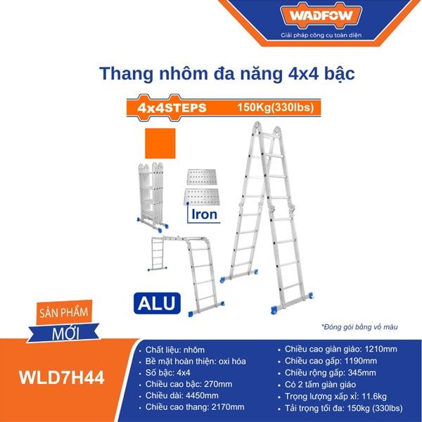 Thang nhôm đa năng 4x4 bậc WADFOW WLD7H44