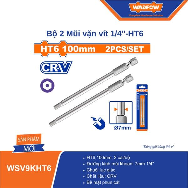 Bộ 2 mũi vặn vít 1/4inch-HT6 WADFOW WSV9KHT6