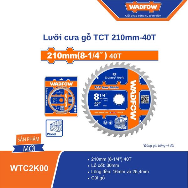Lưỡi cưa gỗ TCT 210mm-40T WADFOW WTC2K00