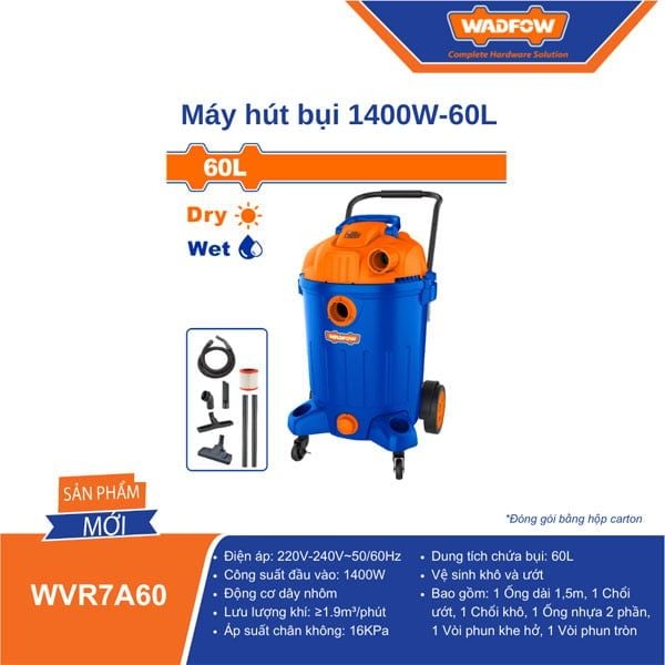 Máy hút bụi 1400W-60L WADFOW WVR7A60