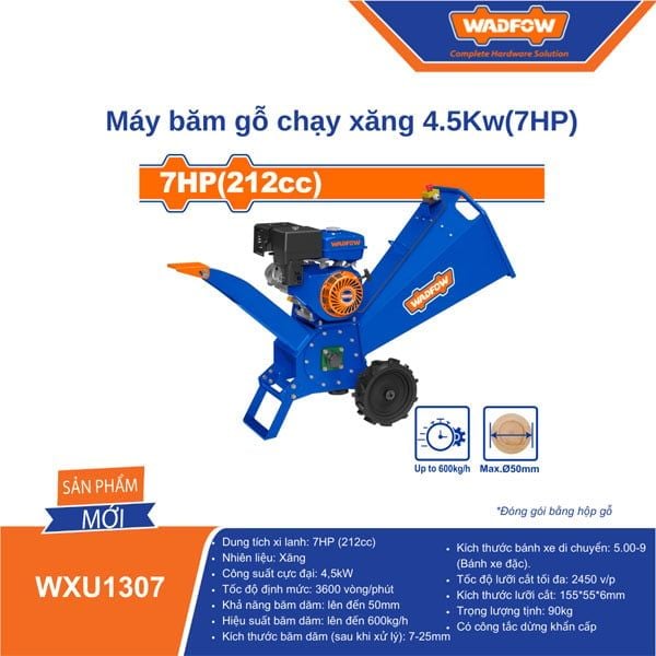 Máy băm dăm gỗ chạy xăng 4.5Kw(7HP) 212cc WADFOW WXU1307