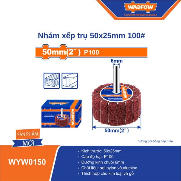 Nhám xếp trụ 50x25mm độ hạt 100# WADFOW WYW0150