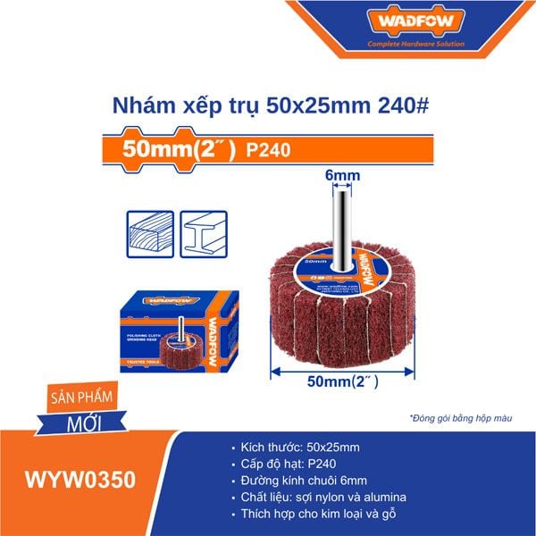 Nhám xếp trụ 50x25mm độ hạt 240# WADFOW WYW0350