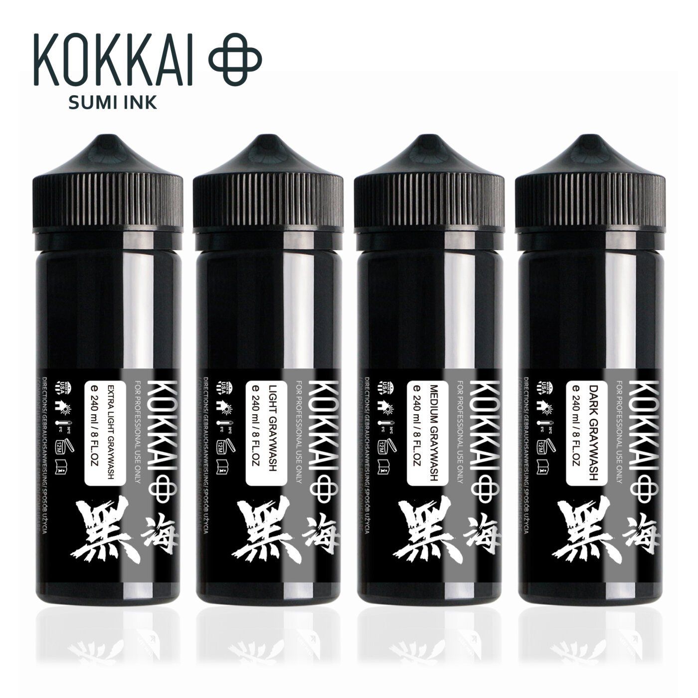 Graywash Kokkai Sumi Inks SET 4OZ