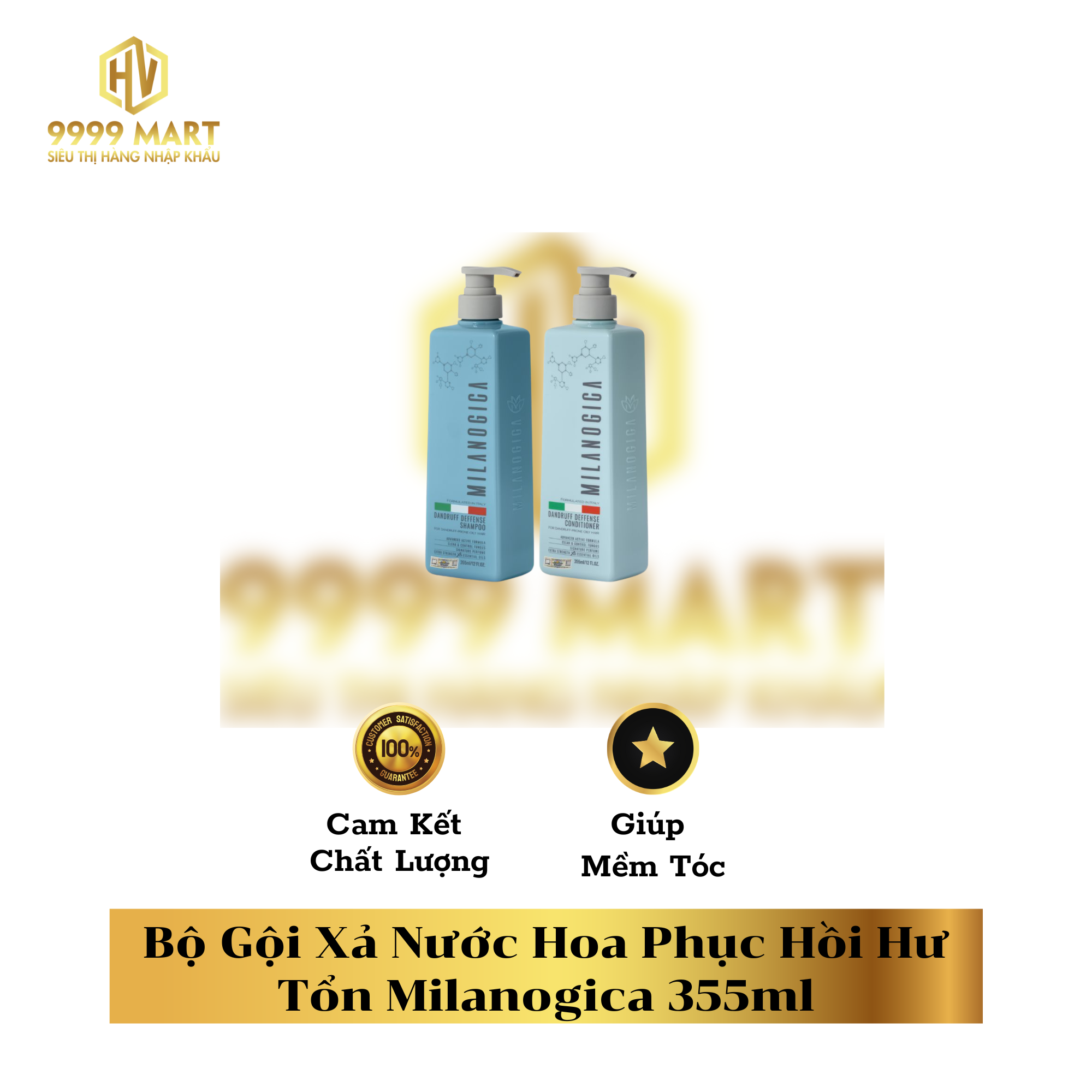 Bộ Gội Xả Nước Hoa Phục Hồi Hư Tổn Milanogica 355ml