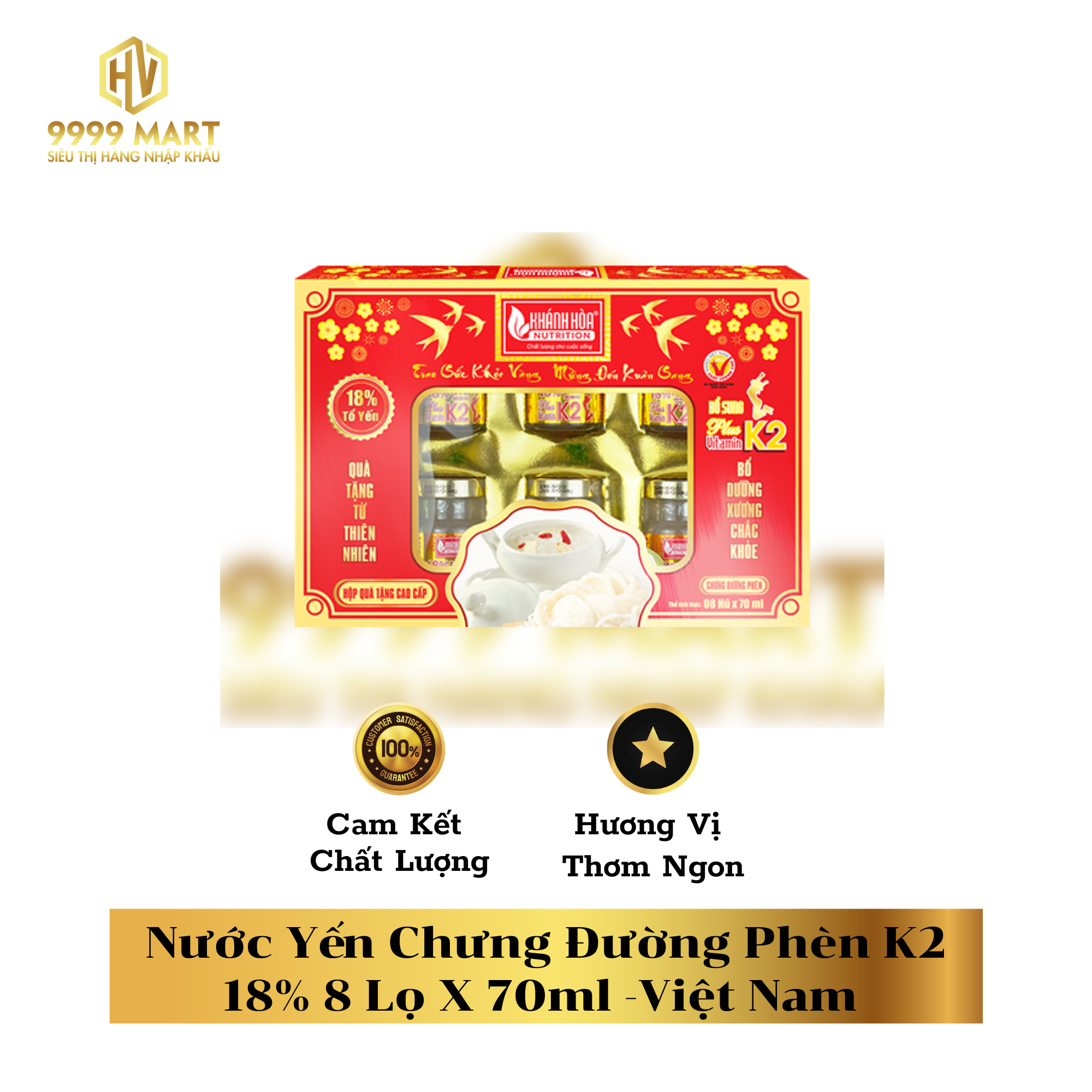 Nước Yến Chưng Đường Phèn K2 18% 8 Lọ X 70ml Việt Nam