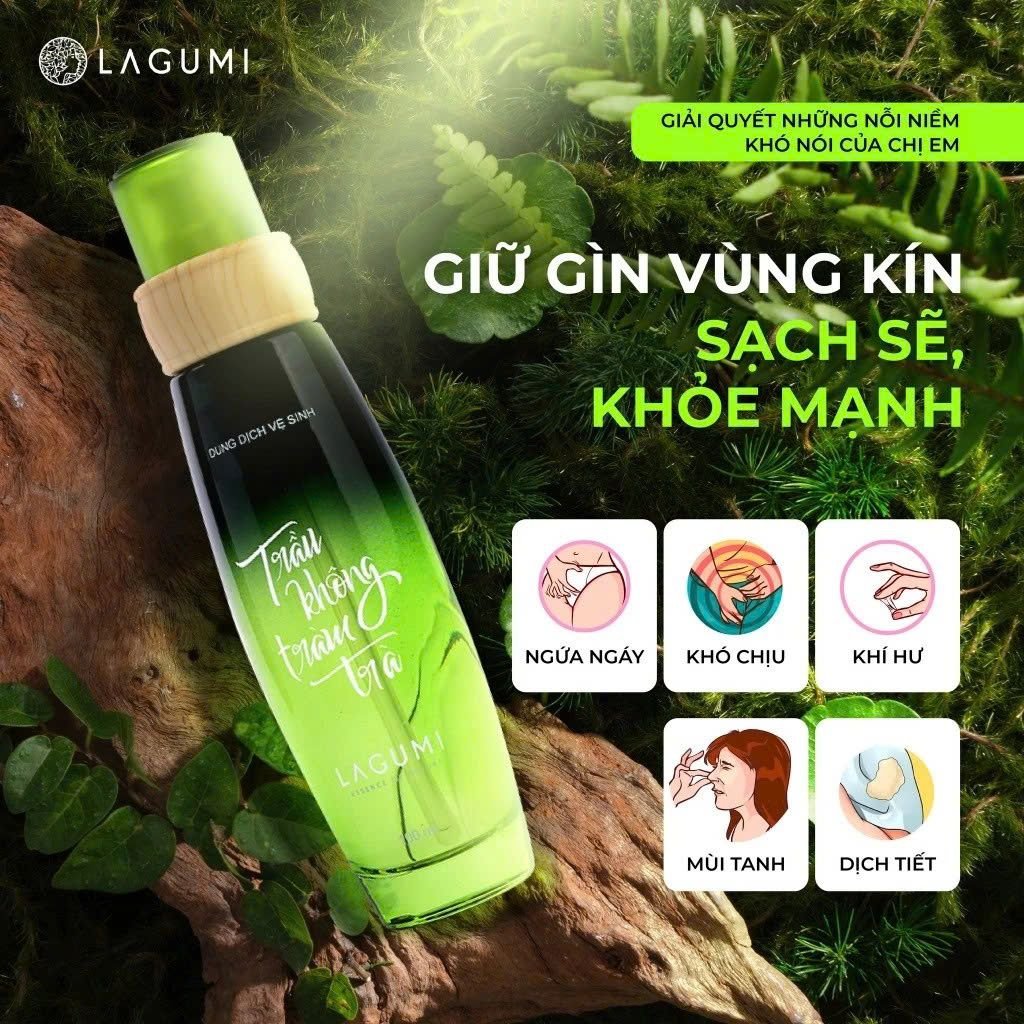 Bộ Dung Dịch Vệ Sinh Phụ Nữ Lagumi Trầu Không Tràm Trà và Lăn Khử Mùi Tràm Trà Không Gây Ố Vàng Lagumi 30ML