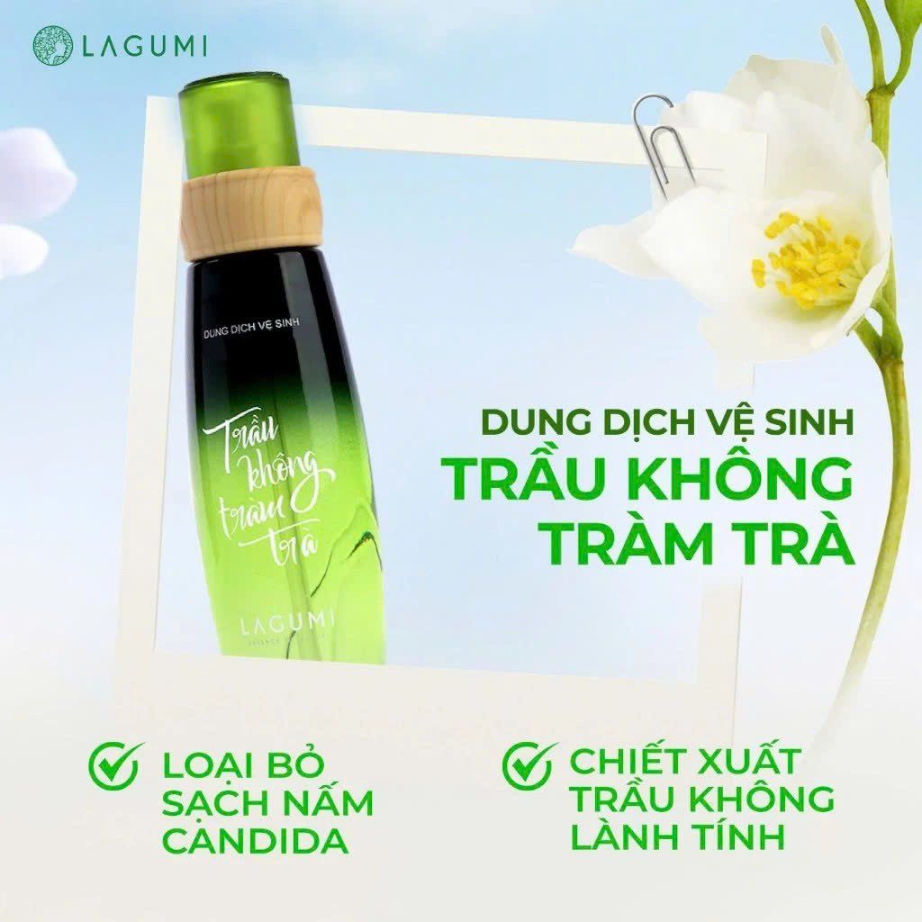 Bộ Dung Dịch Vệ Sinh Phụ Nữ Lagumi Trầu Không Tràm Trà và Lăn Khử Mùi Tràm Trà Không Gây Ố Vàng Lagumi 30ML