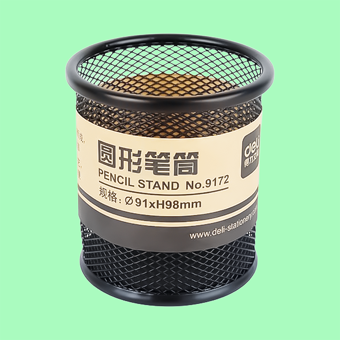 Khay cắm bút lưới sắt Deli 9172, thiết kế chắc chắn, thoáng khí, sơn tĩnh điện chống gỉ – giúp bàn làm việc gọn gàng, chuyên nghiệp hơn