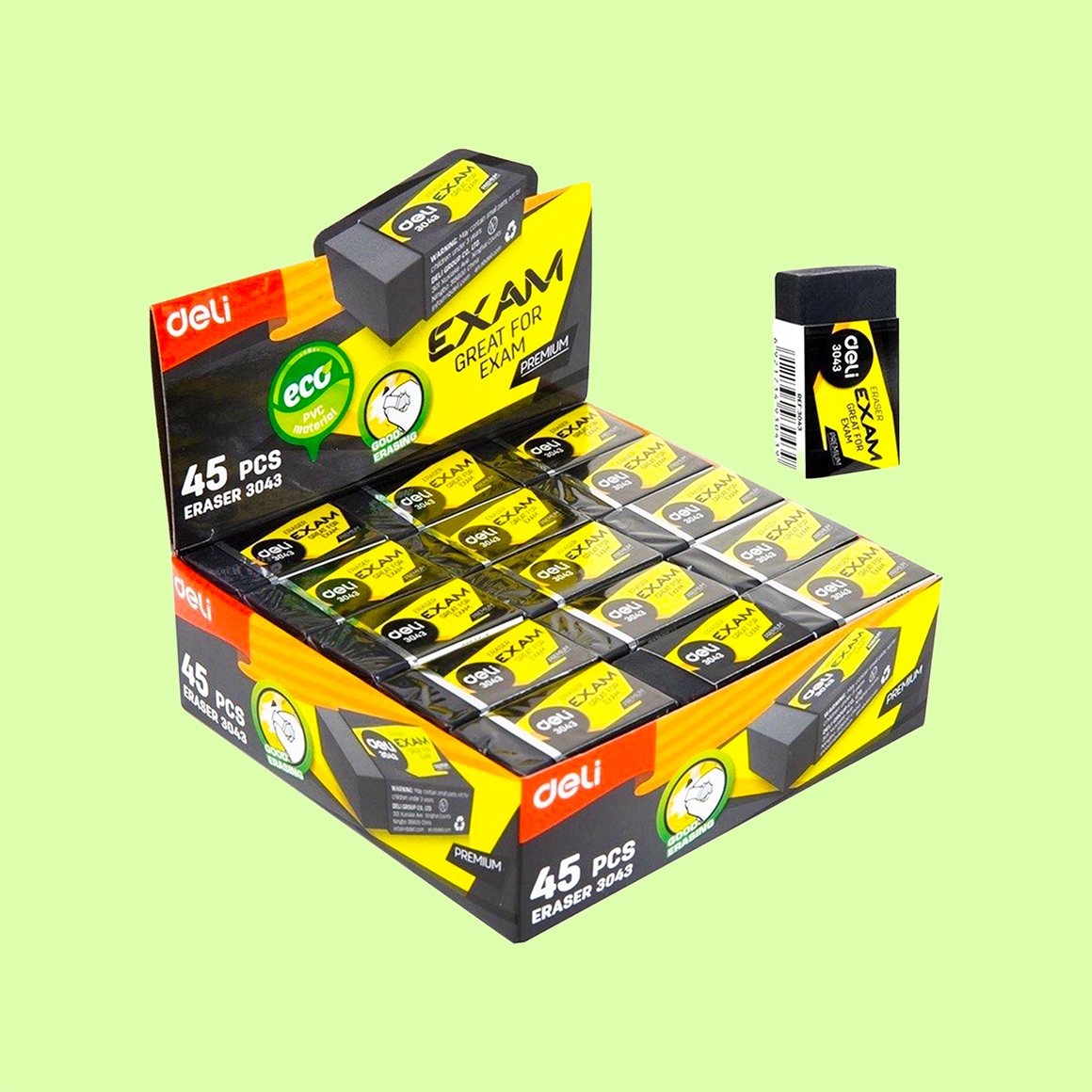 Gôm đen Deli E3042, tẩy sạch không lem, không làm rách giấy, thiết kế nhỏ gọn, thích hợp cho học sinh – sinh viên và dân văn phòng