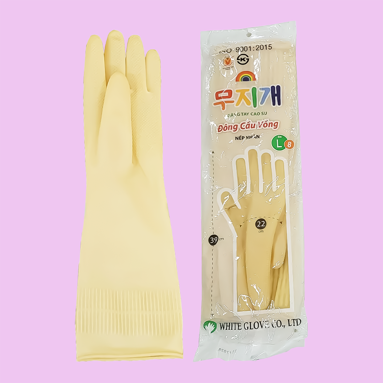 Găng tay cao su gia dụng size L, chất liệu cao su dẻo dai, ôm sát tay, chống trơn trượt – thích hợp sử dụng khi rửa chén, lau dọn và các công việc nội trợ