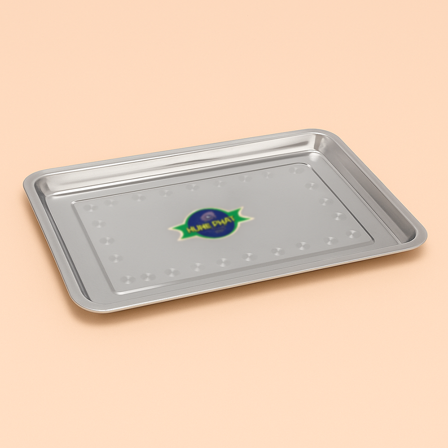 Khay sâu inox 30x40cm, chất liệu inox sáng bóng, dày dặn, an toàn thực phẩm – thích hợp đựng thức ăn, nguyên liệu hoặc sử dụng trong bếp ăn công nghiệp và gia đình