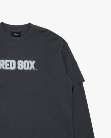 MLB - Áo thun unisex cổ tròn tay dài in logo
