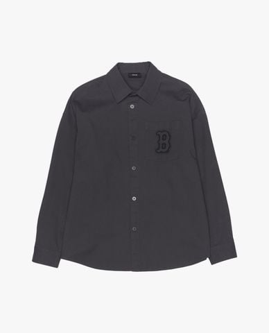 MLB - Áo khoác sơ mi unisex cổ bẻ tay dài phối logo