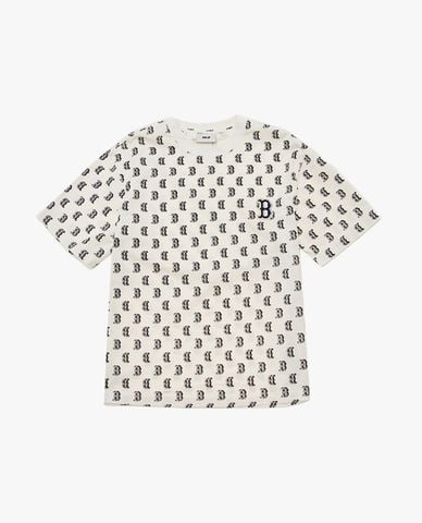 MLB - Áo thun unisex cổ tròn tay ngắn phối họa tiết monogram