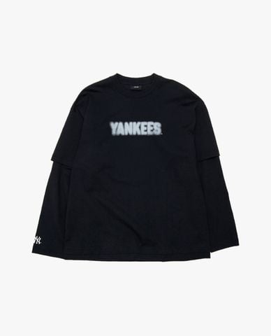 MLB - Áo thun unisex cổ tròn tay dài in logo
