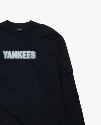 MLB - Áo thun unisex cổ tròn tay dài in logo