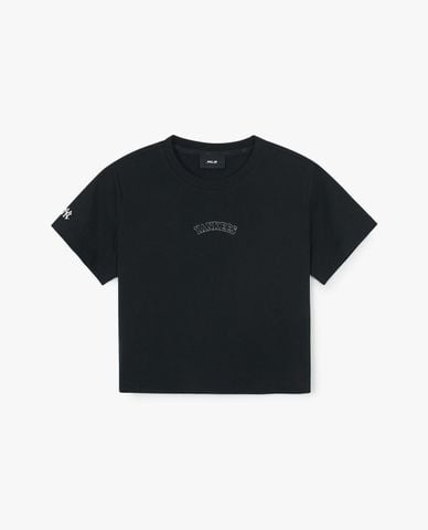 MLB - Áo croptop nữ cổ tròn tay ngắn Basic