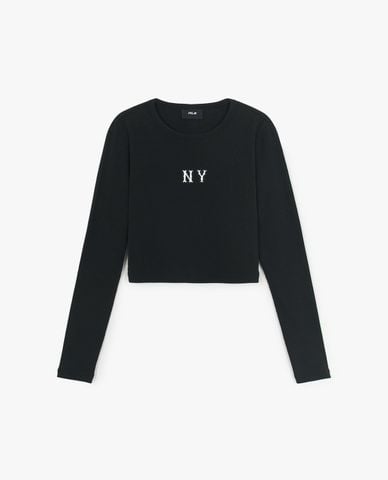 MLB - Áo croptop nữ cổ tròn tay dài Basic Coopers