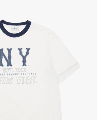 MLB - Áo thun unisex cổ tròn tay ngắn phối viền