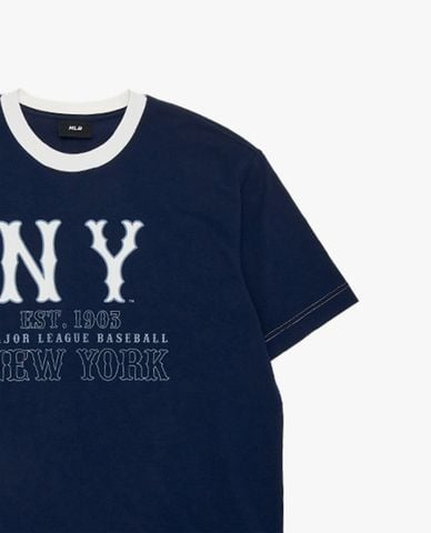 MLB - Áo thun unisex cổ tròn tay ngắn phối viền