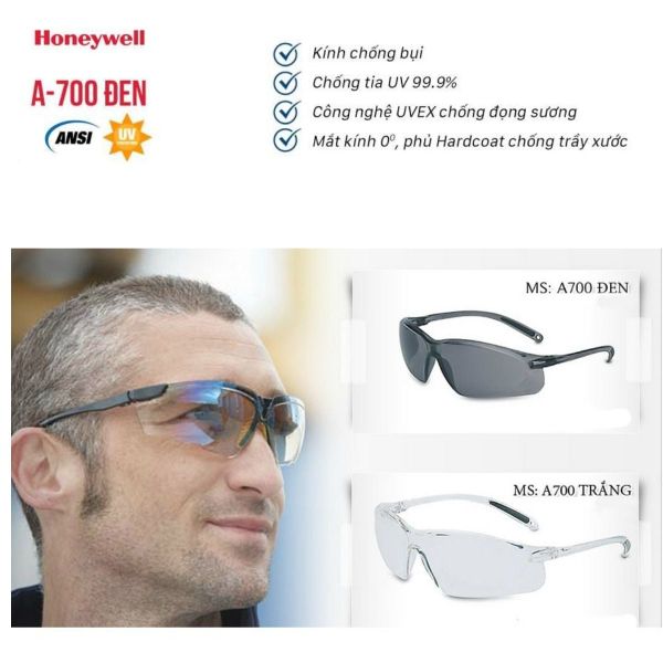 Kính bảo hộ Honeywell A700 chống bụi chống tia UV