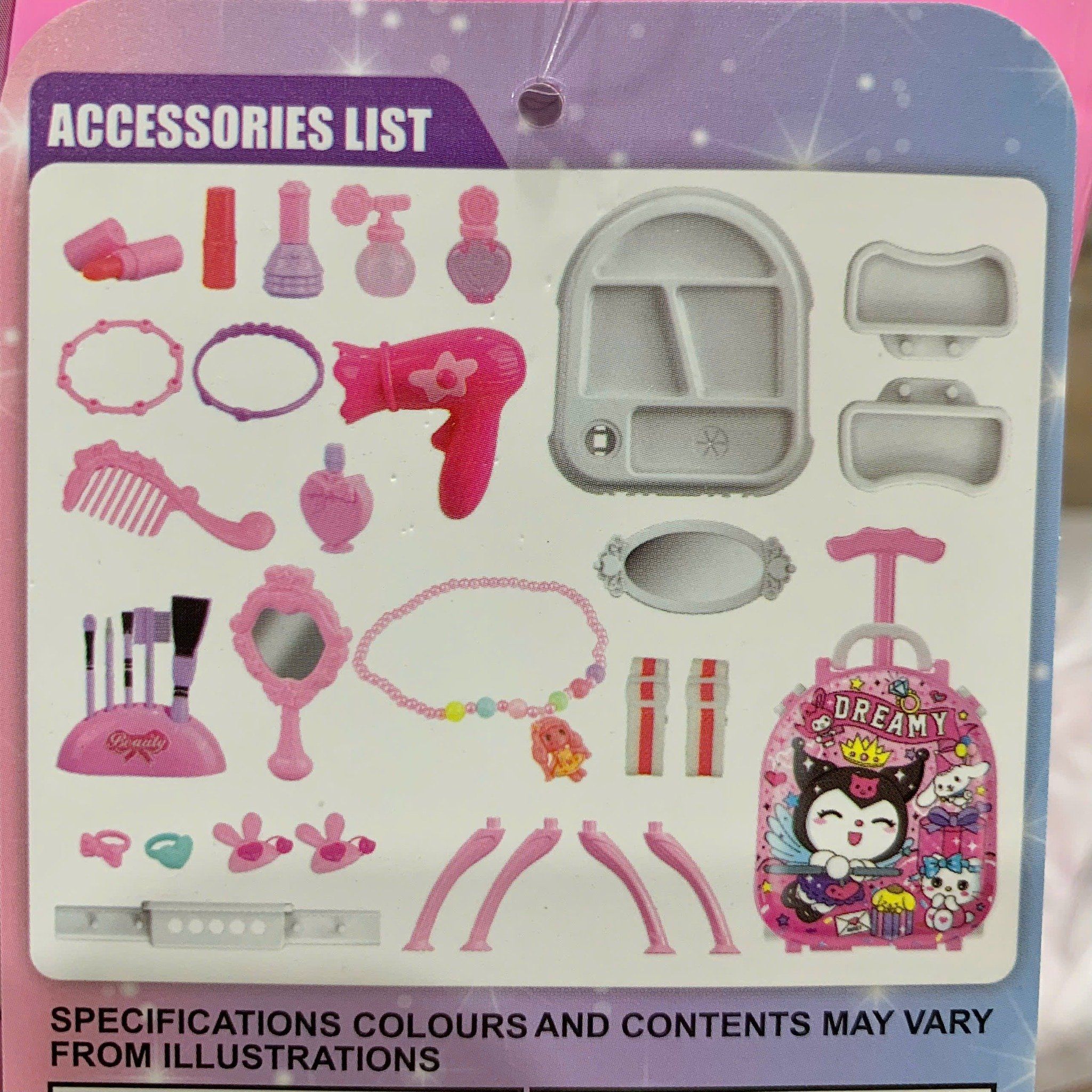 Đồ chơi nhập vai : Bộ đồ chơi vali trang điểm Kuromi & Ngựa Pony, 3ages+, No. DL-9907,9909