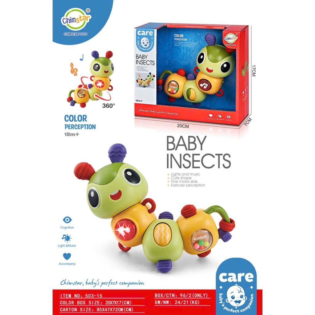 Đồ chơi vận động : Đồ Chơi Con Sâu Âm Nhạc Cho Bé – Baby Insects Có Đèn & Nhạc, 18m+, No. 503-15