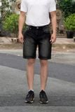Quần Short Jean Nam S132-S133 | Màu Đen Wash Bạc, Co Giãn, Form Regular