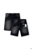 Quần Short Jean Nam S132-S133 | Màu Đen Wash Bạc, Co Giãn, Form Regular