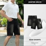 Quần Short Jean Nam S132-S133 | Màu Đen Wash Bạc, Co Giãn, Form Regular