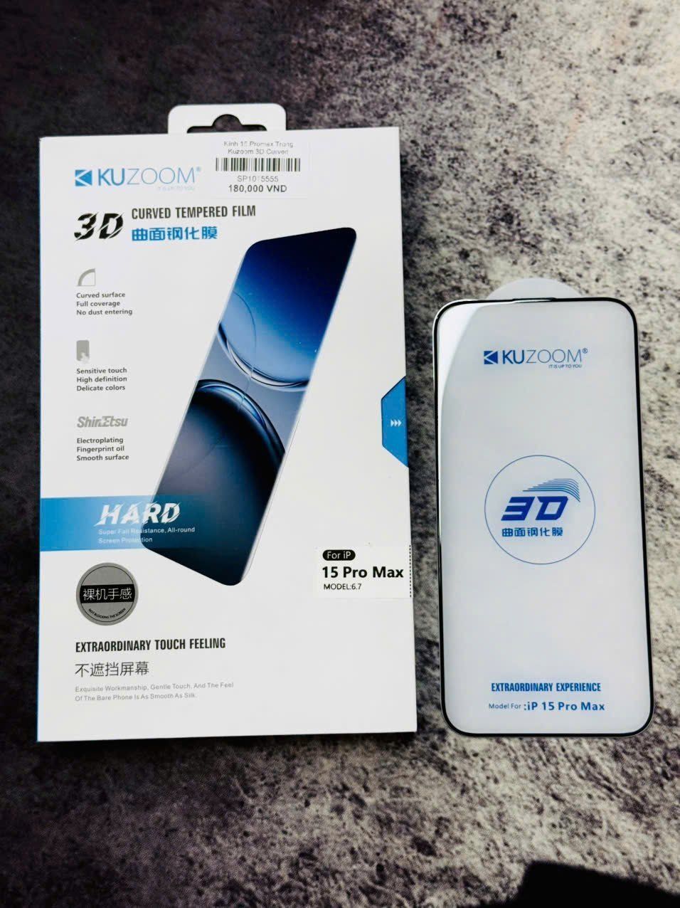 Kính 14 Promax/15/16 Plus Trong Kuzoom 3D Curved
