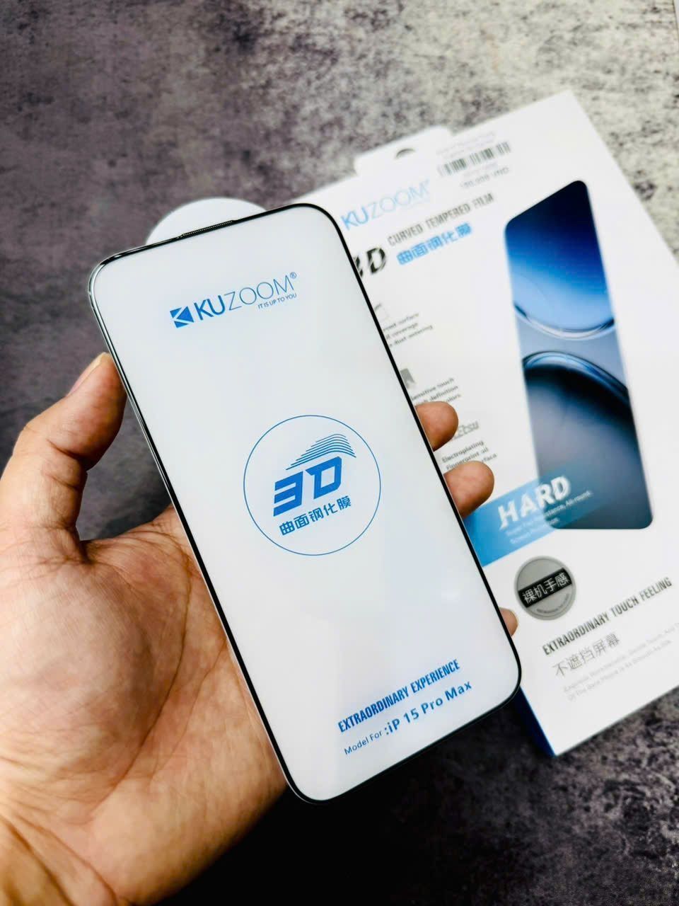 Kính 14 Promax/15/16 Plus Trong Kuzoom 3D Curved