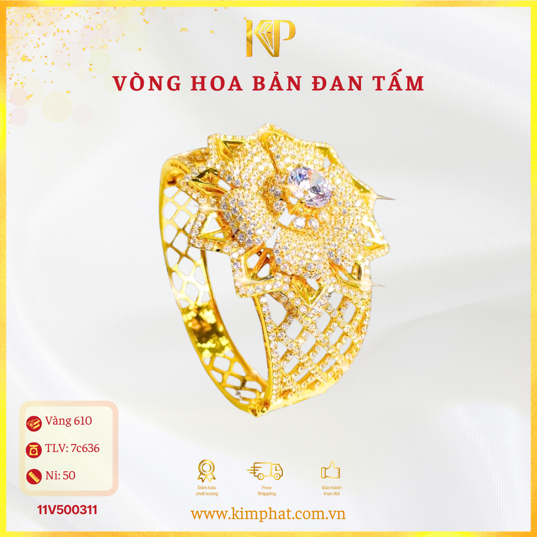 Vòng Hoa Bản Đan Tấm Vàng 610 KIM PHÁT 11V500311