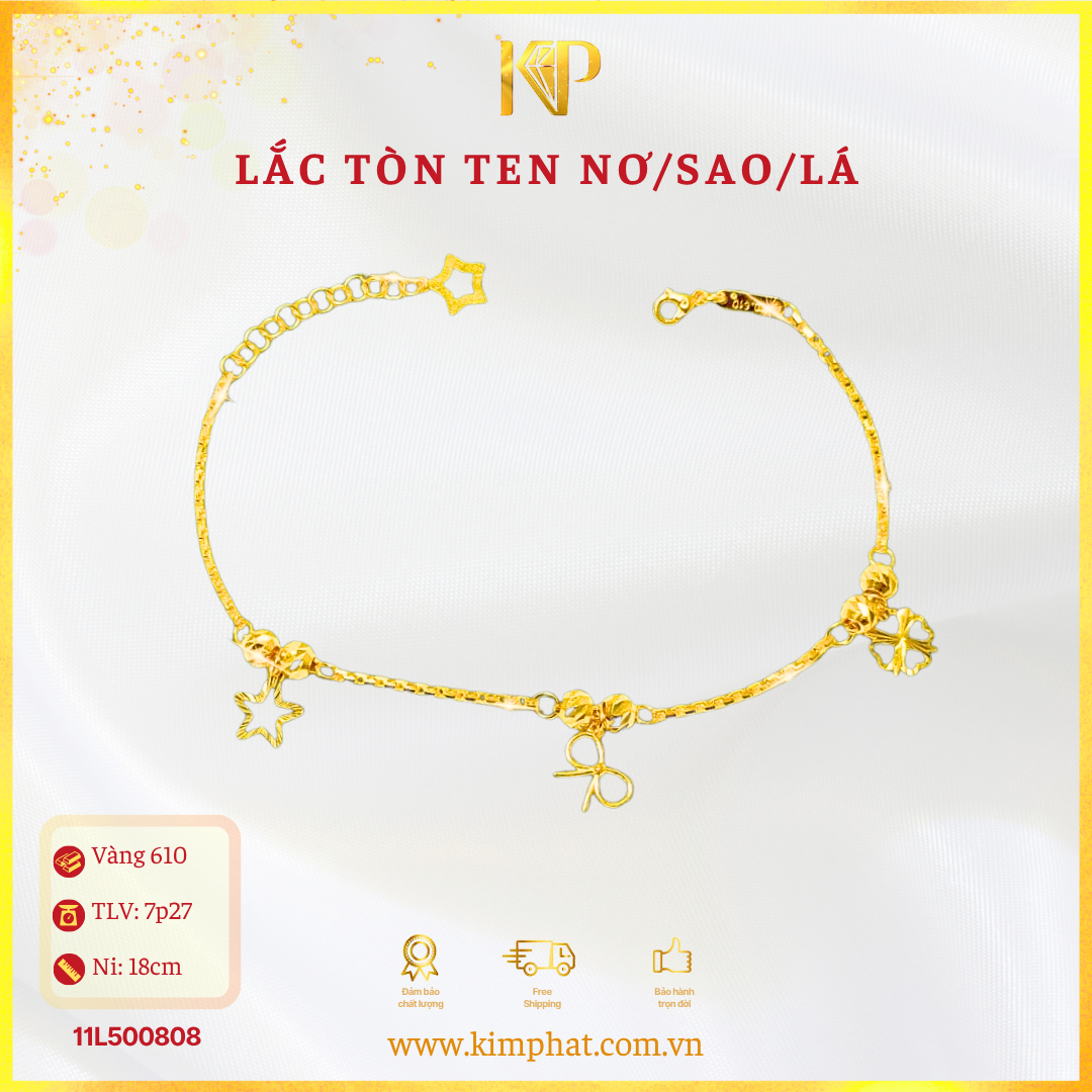Lắc Tòn Ten Nơ Sao Lá Vàng 610 KIM PHÁT 11L500808