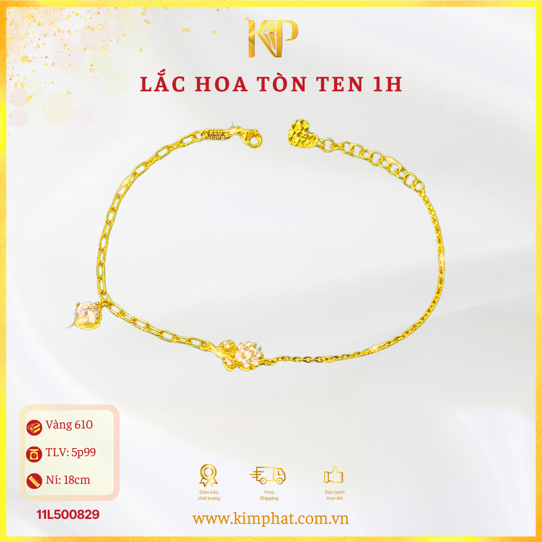 Lắc Hoa Tòn Ten 1 Hột Vàng 610 KIM PHÁT