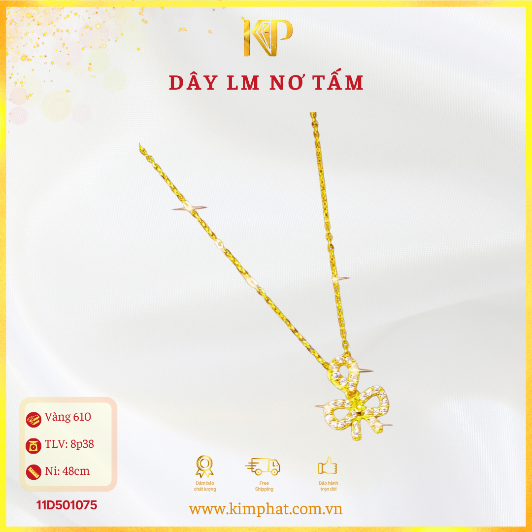 Dây Chuyền Liền Mặt Nơ Tấm Vàng 610 KIM PHÁT 11D501075