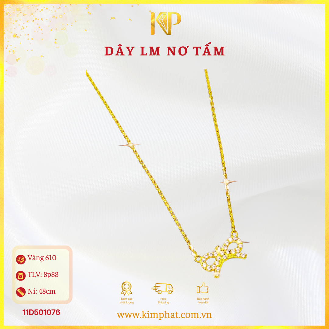 Dây Chuyền Liền Mặt Nơ Tấm Vàng 610 KIM PHÁT 11D501076