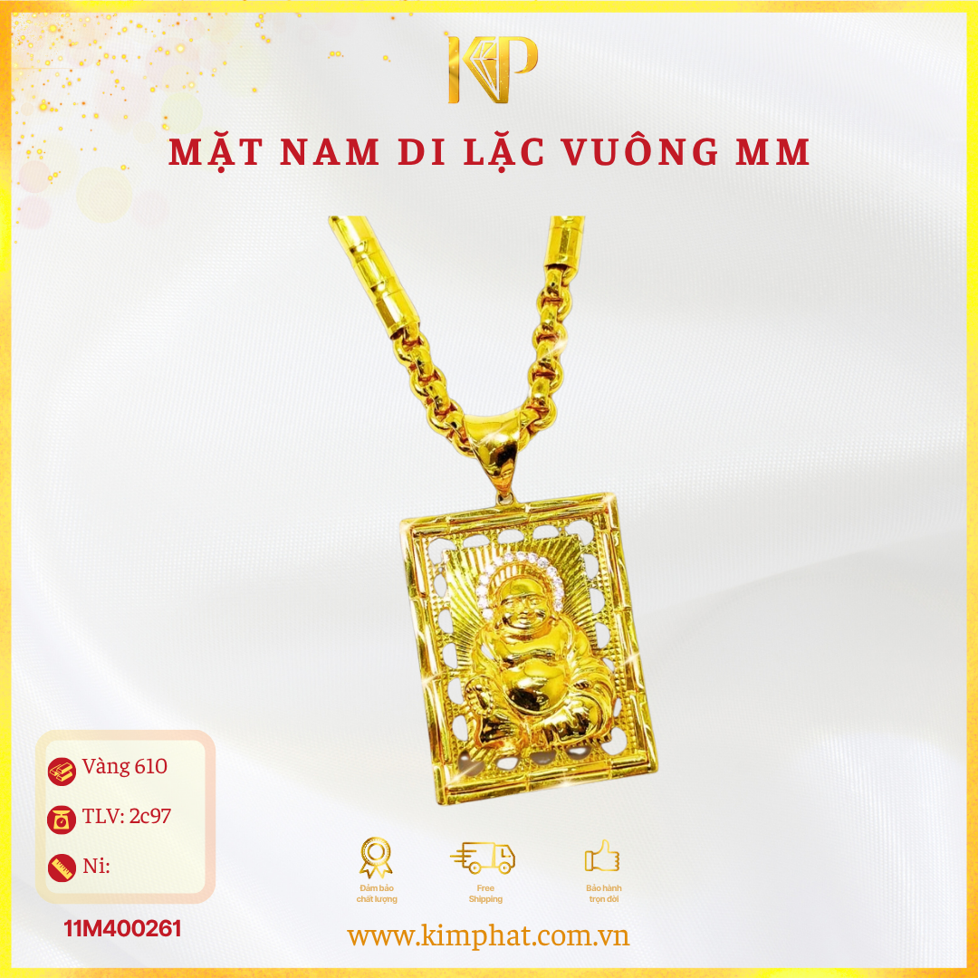 Mặt Nam Di Lặc Vuông MM Vàng 610 KIM PHÁT 11M400261