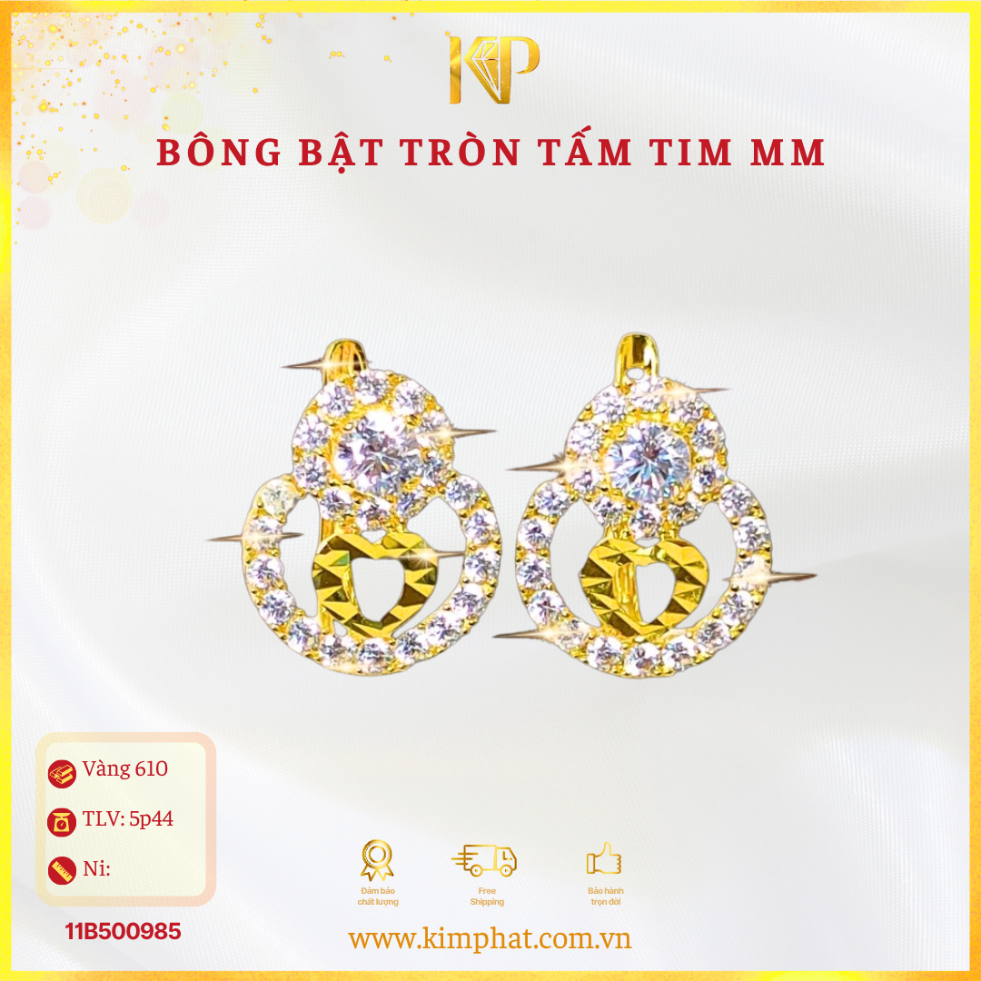 Bông Bật Tròn Tấm Tim Móc Máy Vàng 610 KIM PHÁT 11B500985