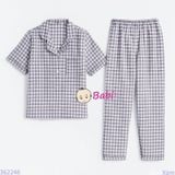 Bộ Pijama Tay Ngắn Quần Dài Họa Tiết Caro (20-38kg)