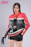 Outfit Phối Sẵn - (HAD0411 Áo Khoác Da Croptop Racing Đỏ Phối Đen phối HAQ0101 Áo Quây 2 Dây Da Bóng Đen - HQA0102 Quần Short Da Bóng Ôm Body )